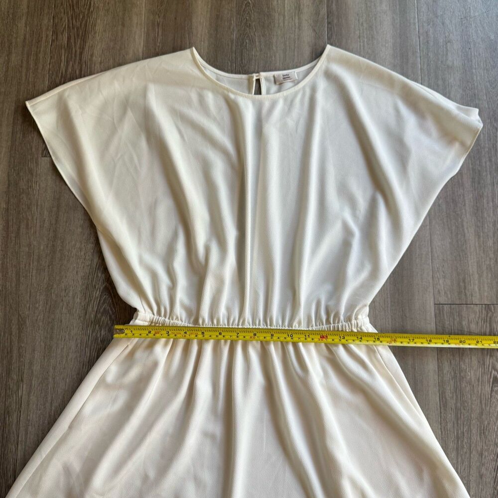 Aritzia Little Moon Dress Sz Large Ivory Stretch Waist Knee Length Quiet Luxury - Picture 9 of 16